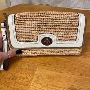 Beautiful wicker and leather Coach clutch